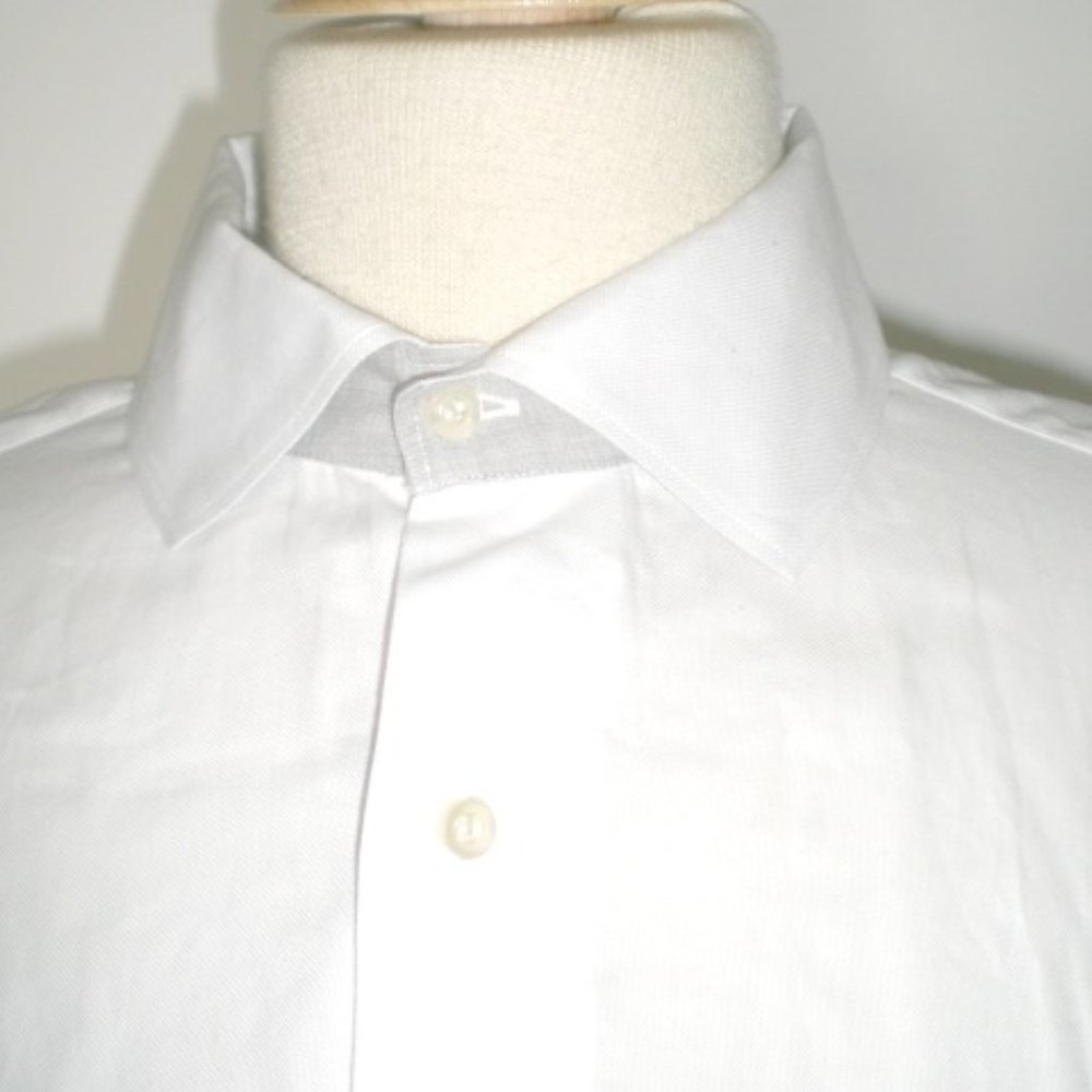 ANGELO NARDELLI  Italy white 100% cotton contrast  collar shirt L